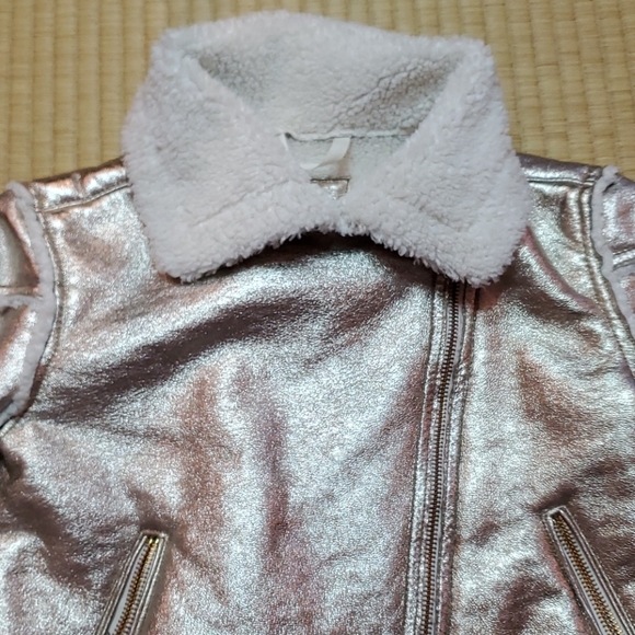 GAP Metallic Faux-Leather & Sherpa Moto Jacket - Picture 4 of 7